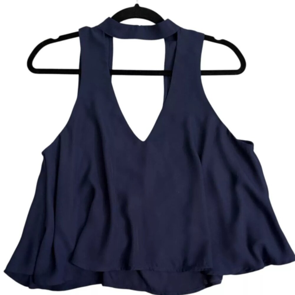 Show me Your Mumu Casey Collar Top Women Size SMALL‎ Blue Lined Relaxed Fit